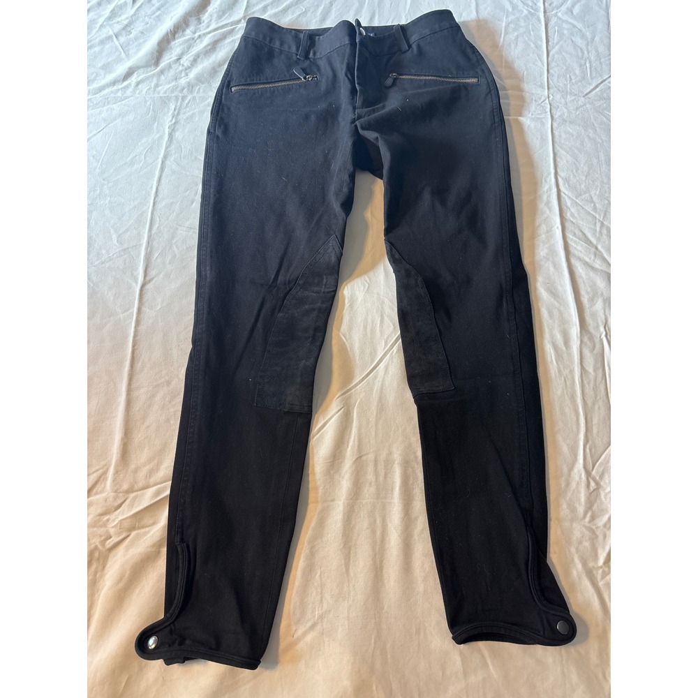 Ralph Lauren Equestrian Skinny Pants‎ Womens 4 Black Excellent Knee Patches Zip